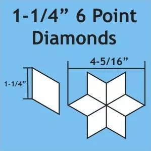 1-1/4" 6 Point Diamond With 3/8" Seam Allowance - Acrylic Template