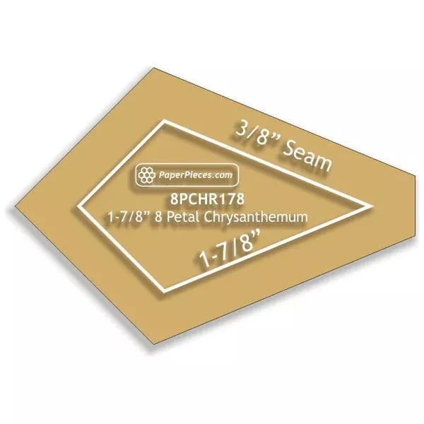 1 7/8" 8 Petal Chrysanthemums Acrylic Template with 3/8" seam allowance