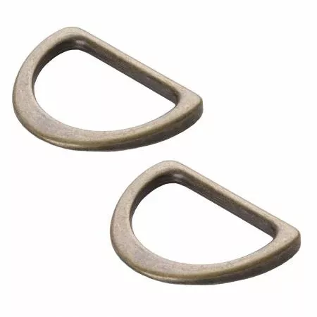 1" Flat D-Ring Antique Brass By Annie Set of 2
