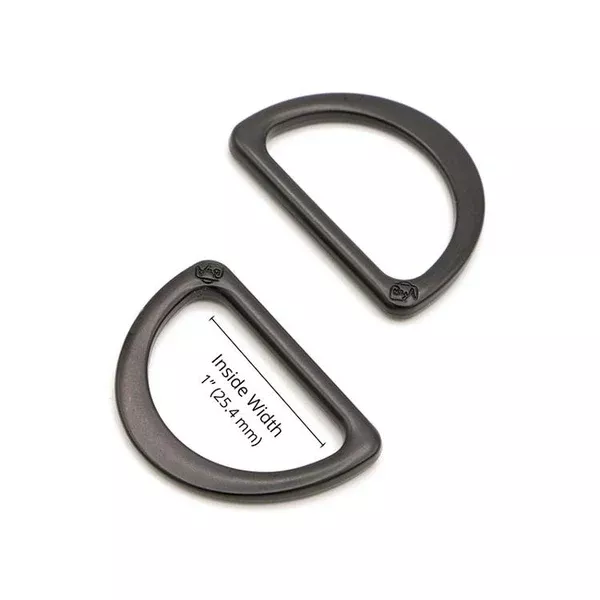1" Flat D-Ring Black By Annie Set of 2