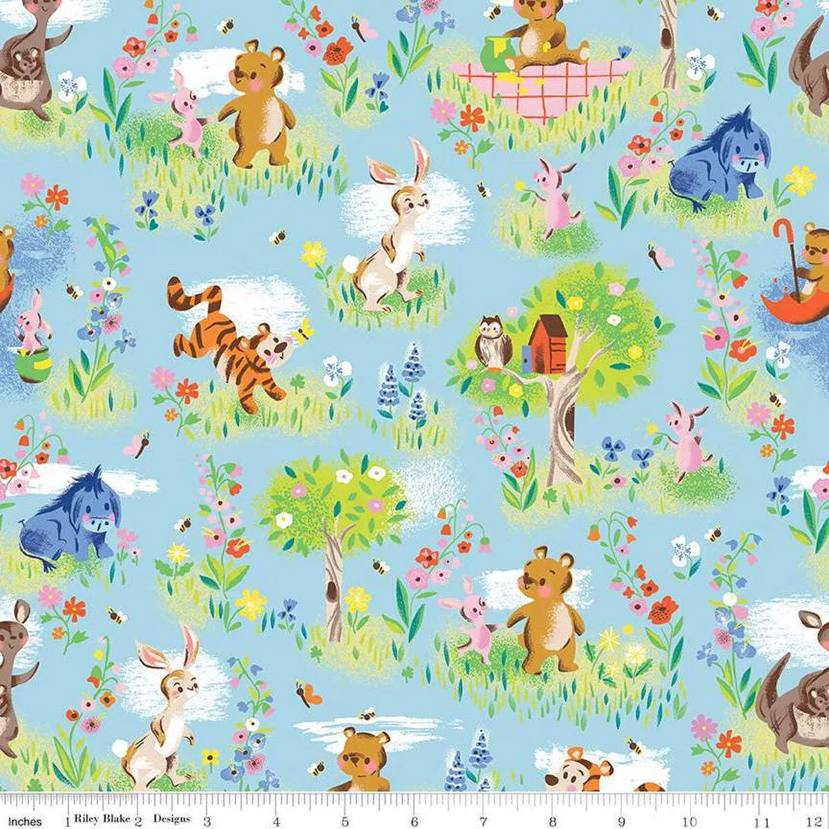 100 Aker Woods Main White Yardage C15710-Sky Sold in 1/2 yard increments cut continuously