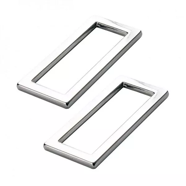 (2) Rectangle Ring 1 1/2"Nickel By Annie