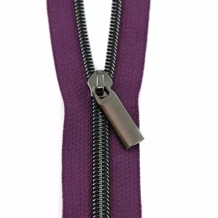 #5 Purple Tape Zippers by the Yard Gunmetal Coil