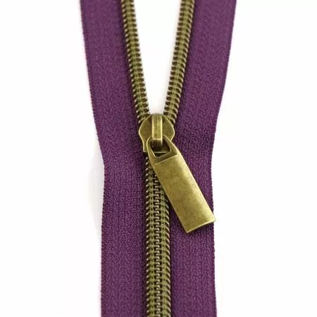 #5 Zippers by the Yard Purple Tape Antique Coil