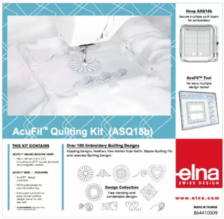 AcuFil  Square hoop quilting kit ASQ18B – 184 x 184 mm