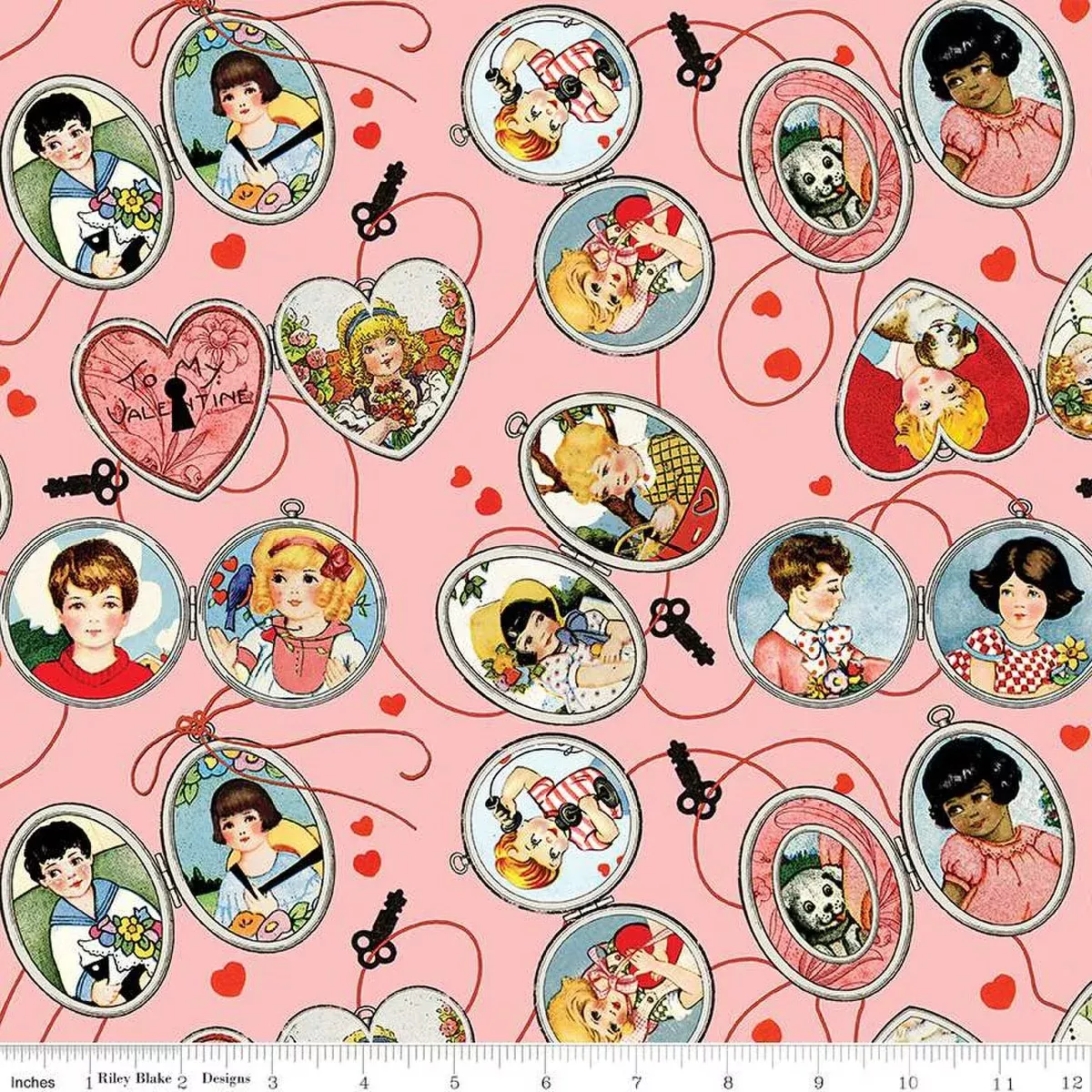 All My Heart by J. Wecker Frisch Key to My Heart PinkCD14135-PINK Cotton Woven Fabric