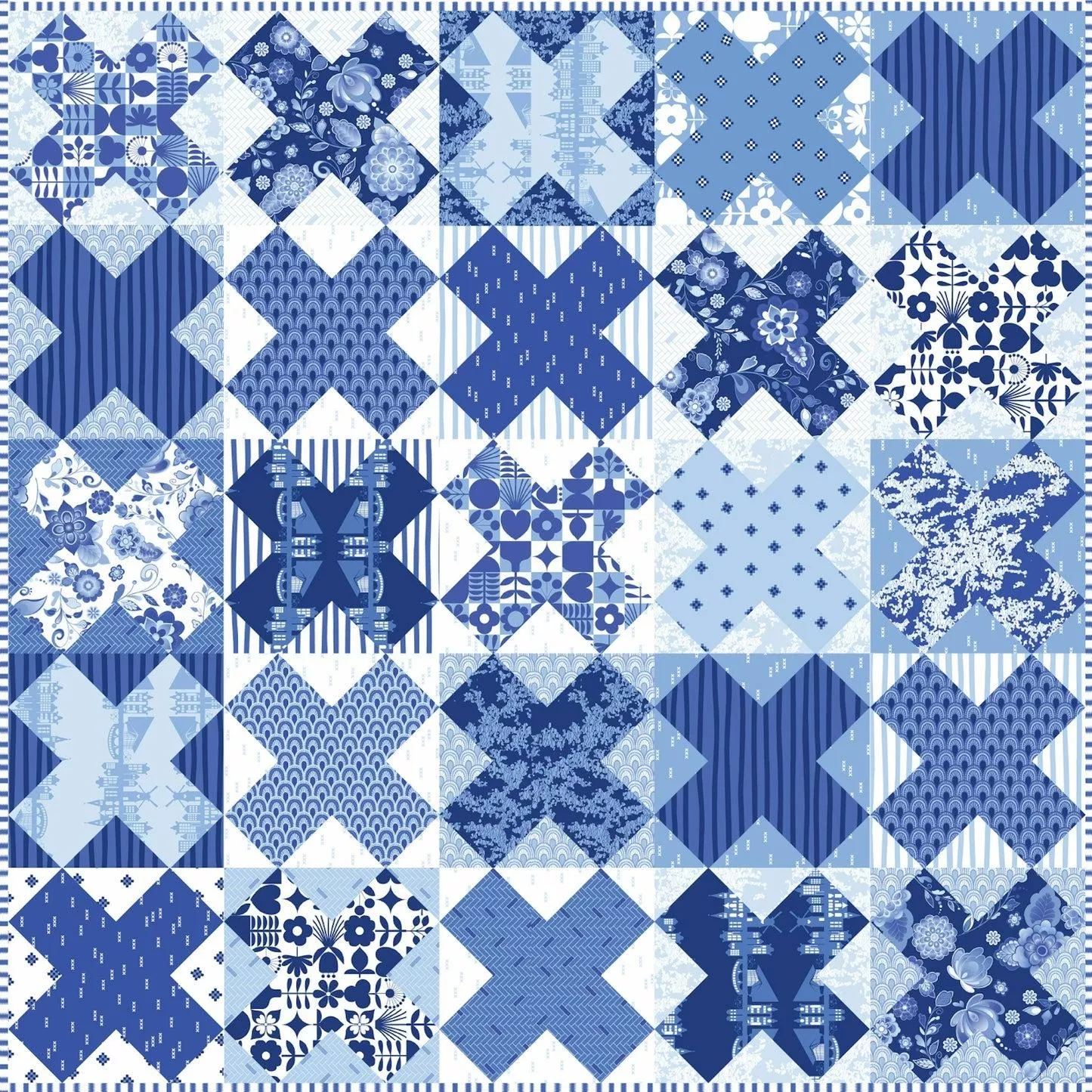 Amsterdam - Kiss Quilt Kit - 42" x 42" - Includes Pattern & Binding