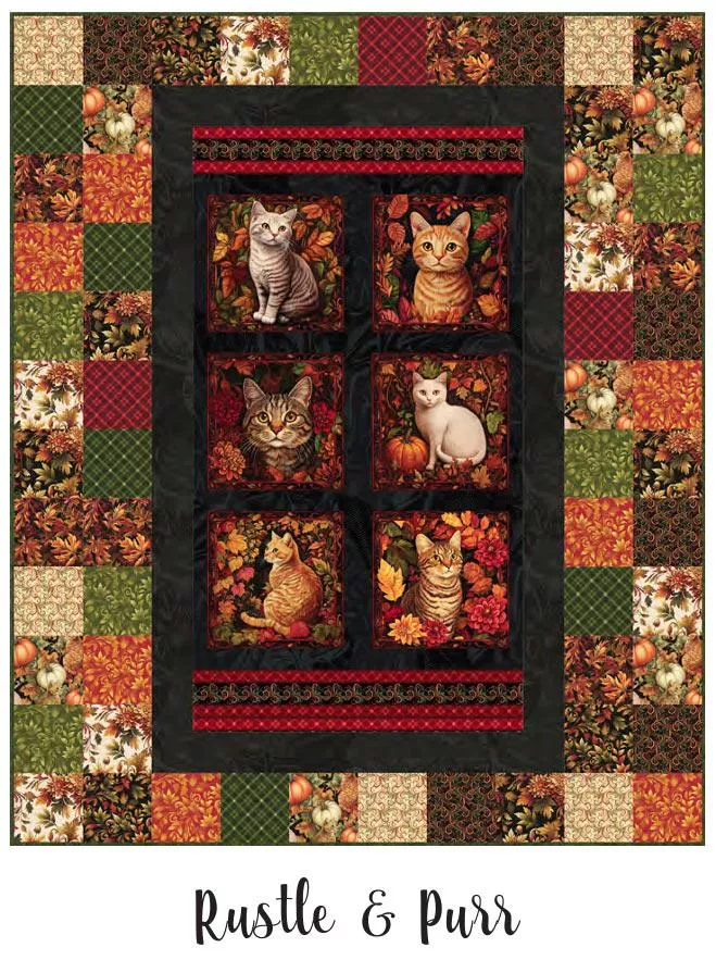 Autumn Cats - Rustle & Purr Quilt Kit - 50" x 60" - Includes Pattern & Binding