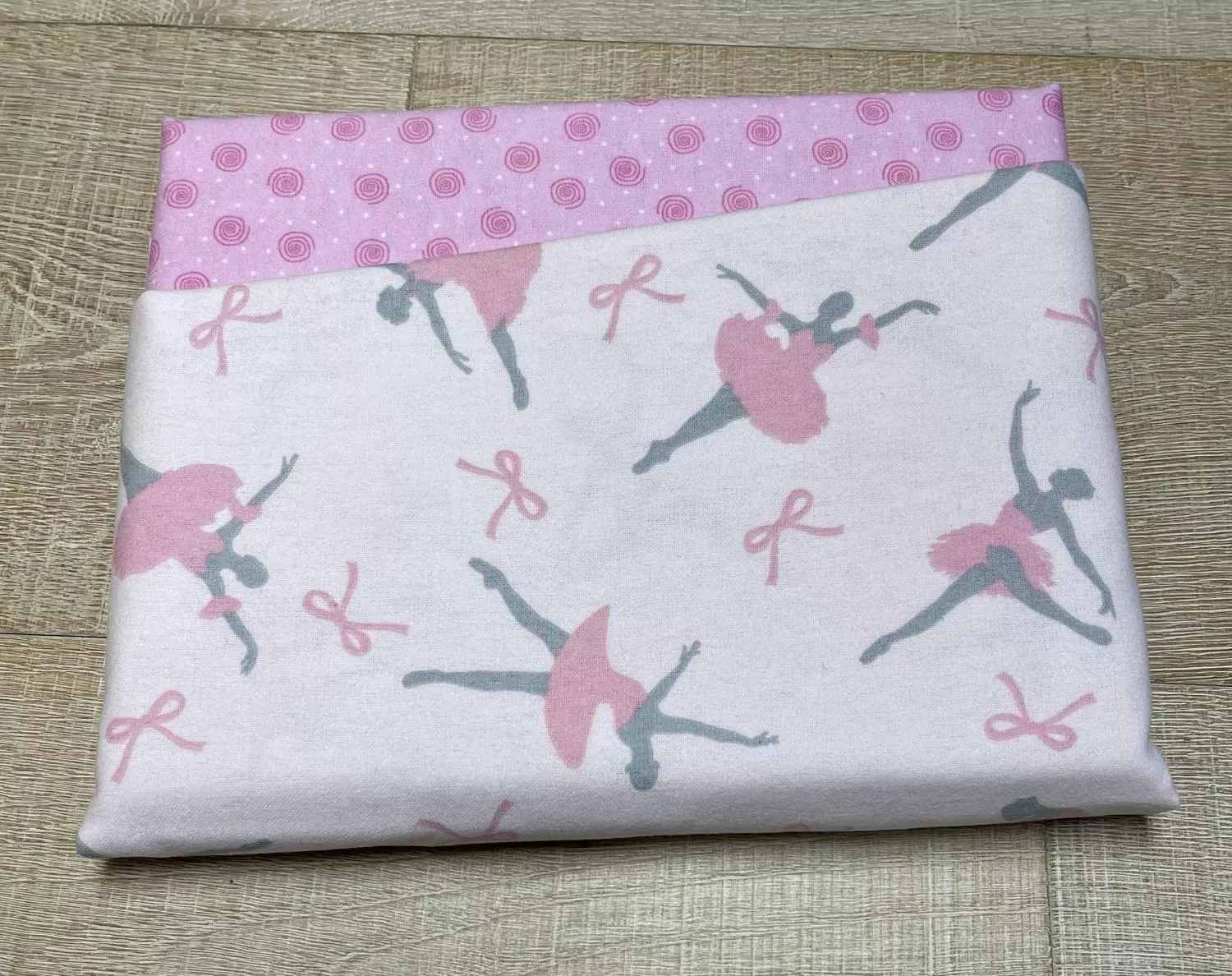 Ballerinas & Pink Swirls - Self Binding Receiving Blanket KIT - 34" x 34"