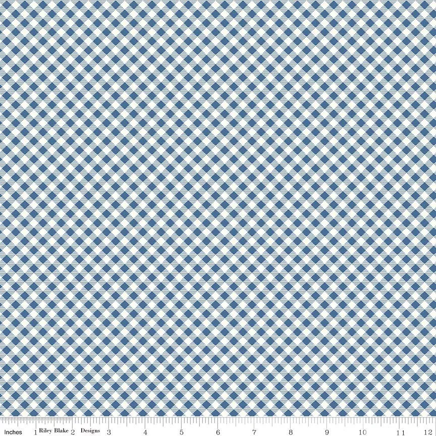 Bee Ginghams Denim C12551-Denim by Lori Holt for Riley Blake Yardage Sold in 1/2 yard increments