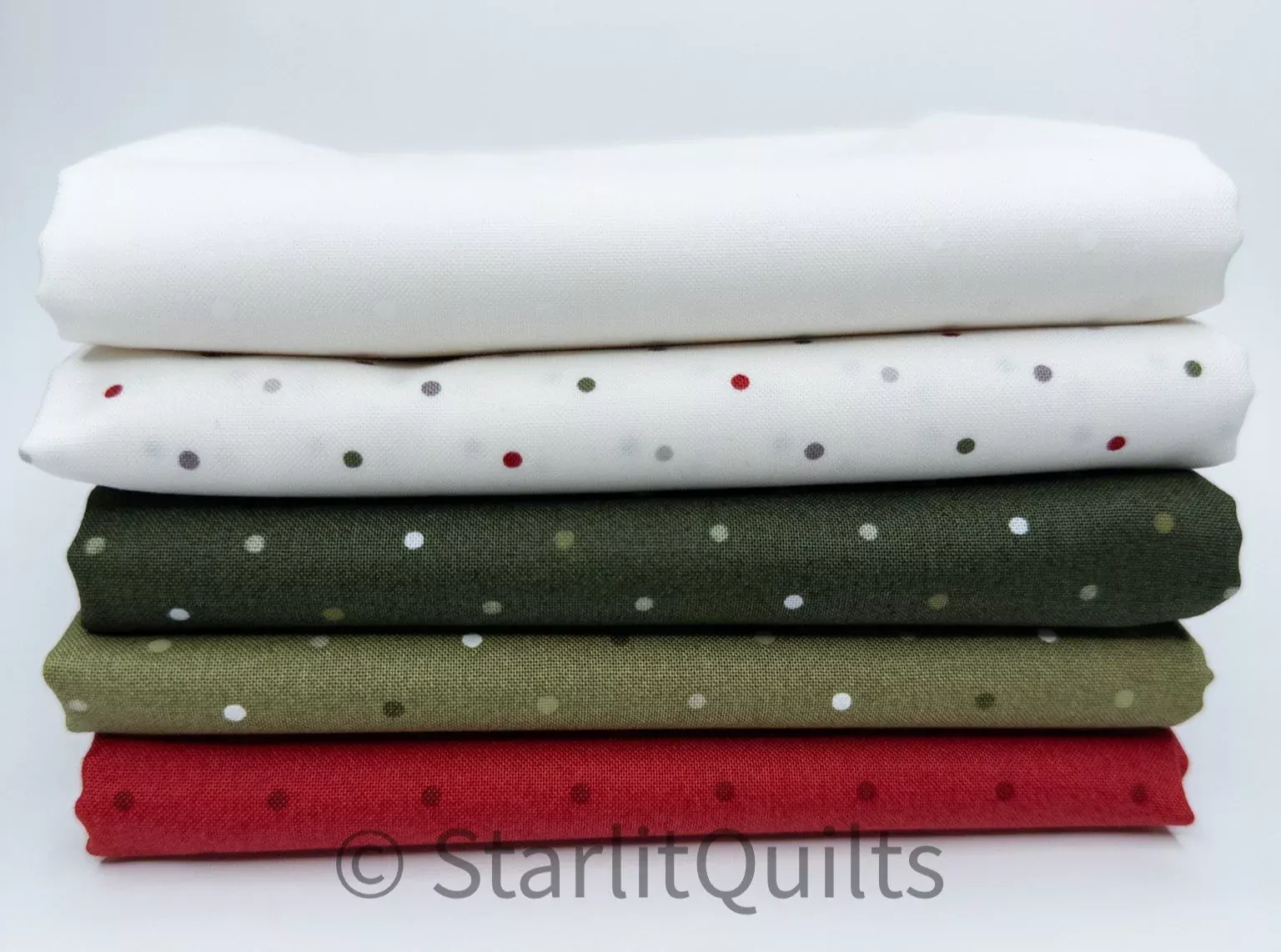 Berry And Pine Magic Dot Fat Quarter Bundle includes 5 Prints.