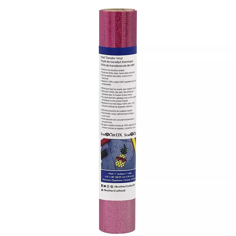Brother ScanNCut Iron-on Craft Glitter Vinyl, Hot Pink, 3 FT