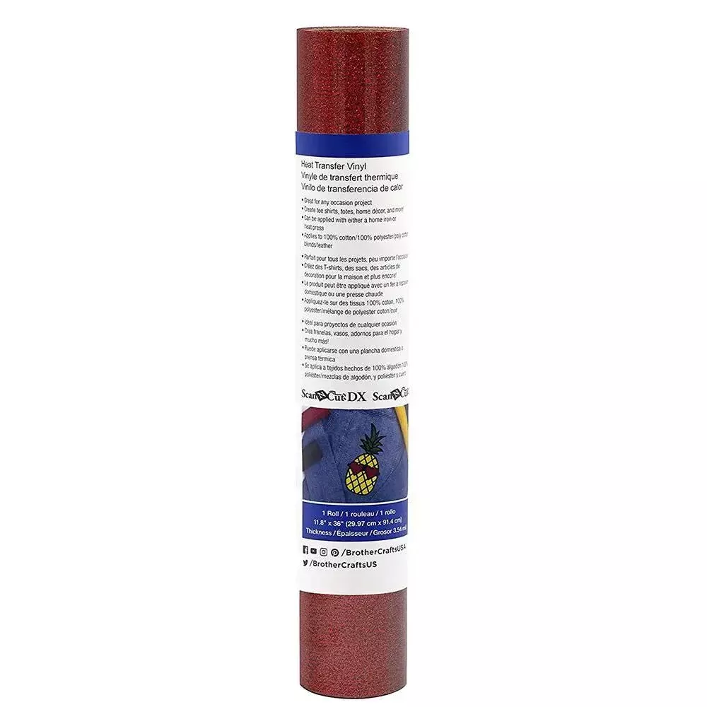 Brother ScanNCut Iron-on Craft Glitter Vinyl, Red, 3 FT