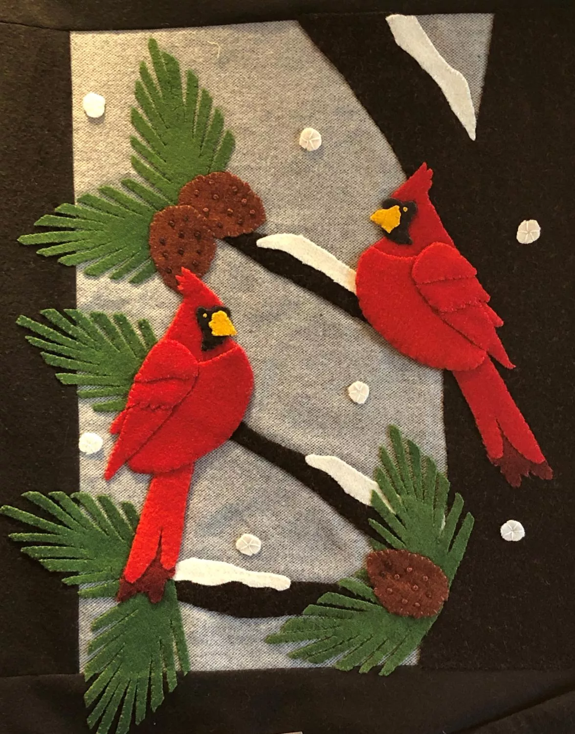 Cardinals Chattering Wool Applique Kit - 15.5" x 18"