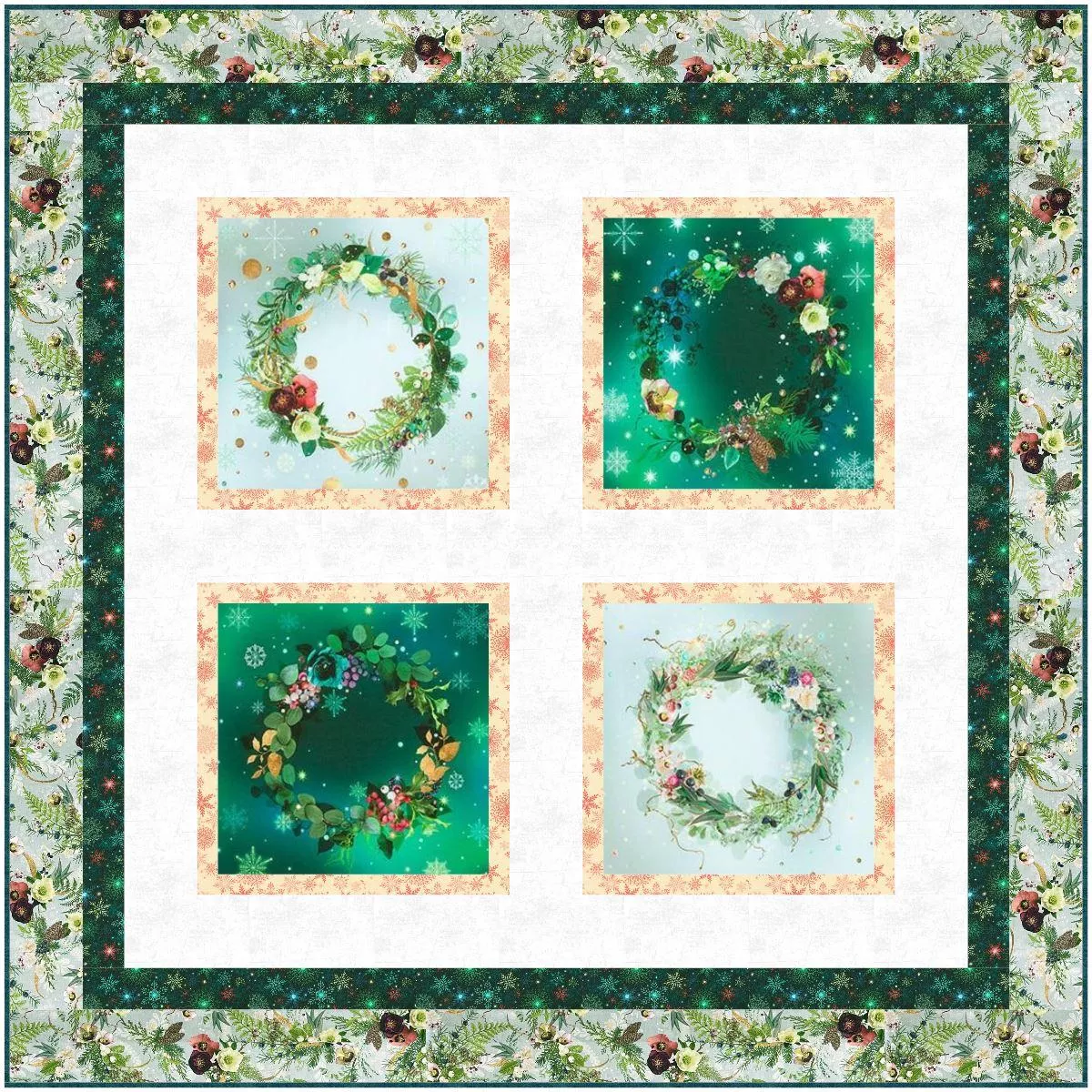 CLEARANCE - Merriment Panel Quilt Kit - 53" x 53" - Includes Pattern, Fabric & Binding