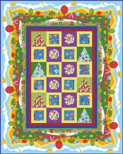 CLEARANCE - A Monsters Life - My Very Silly Monster Shapes - 48" x 60" - Incl. Pattern & Binding