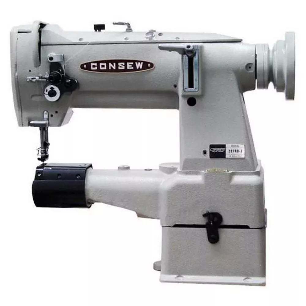 Consew 287RB-2 Heavy Duty Cylinder Arm Single Needle Compound Walking Foot Industrial Sewing Machine with Table and Servo Motor​