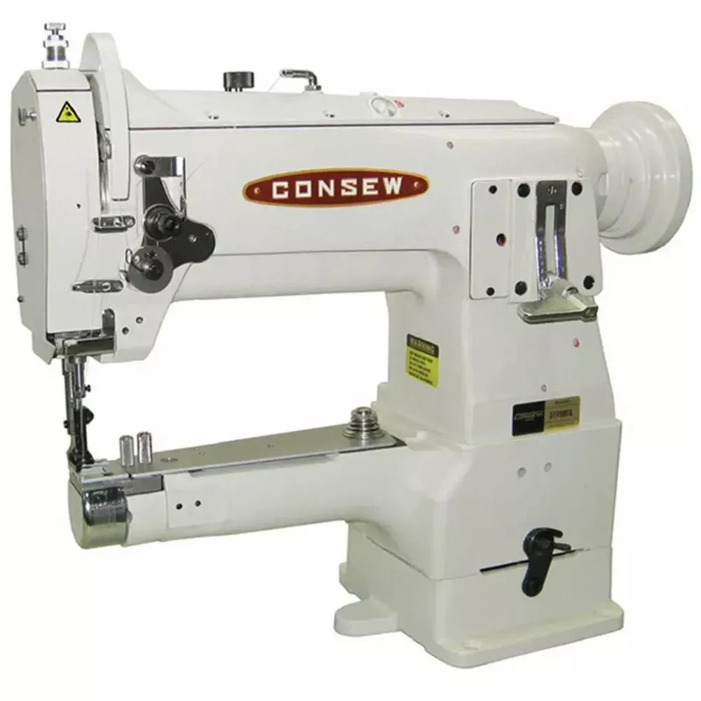 Consew Model 277RBFS Heavy Duty, Narrow Cylinder Arm, Single Needle, Drop Feed, Needle Feed, Compound Feed, Alternating Presser Feet, Lockstitch Machine