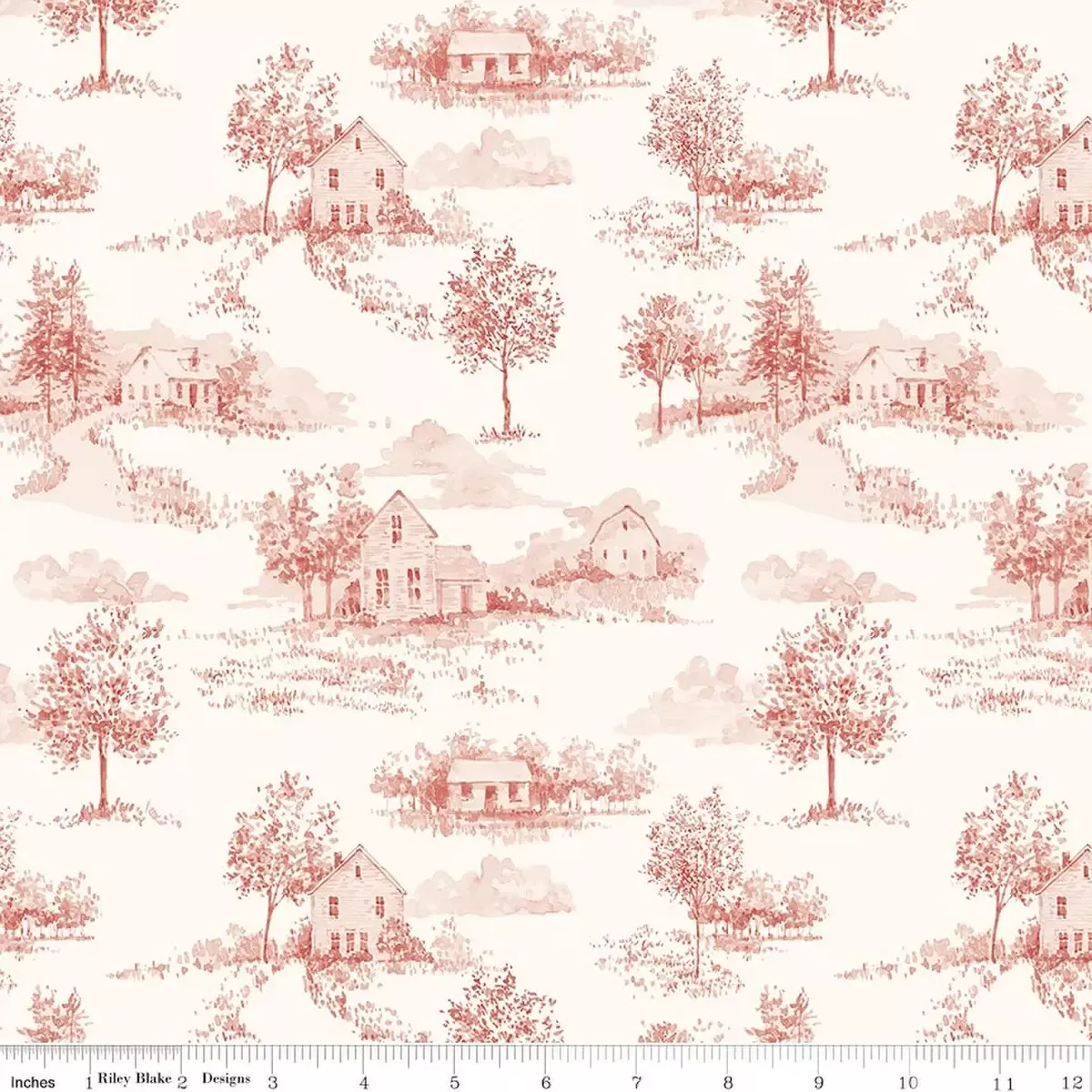Cotton Fabric, 43″/44″ Wide Blissful Moments in Toile Rouge by Riley Blake Designs