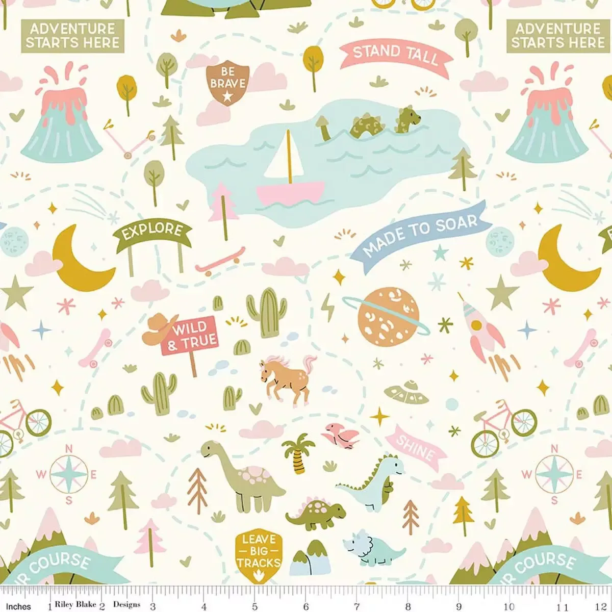 Cotton Fabric, 43″/44″ Wide Brave Your Way in Adventure Awaits Petal by Riley Blake Designs
