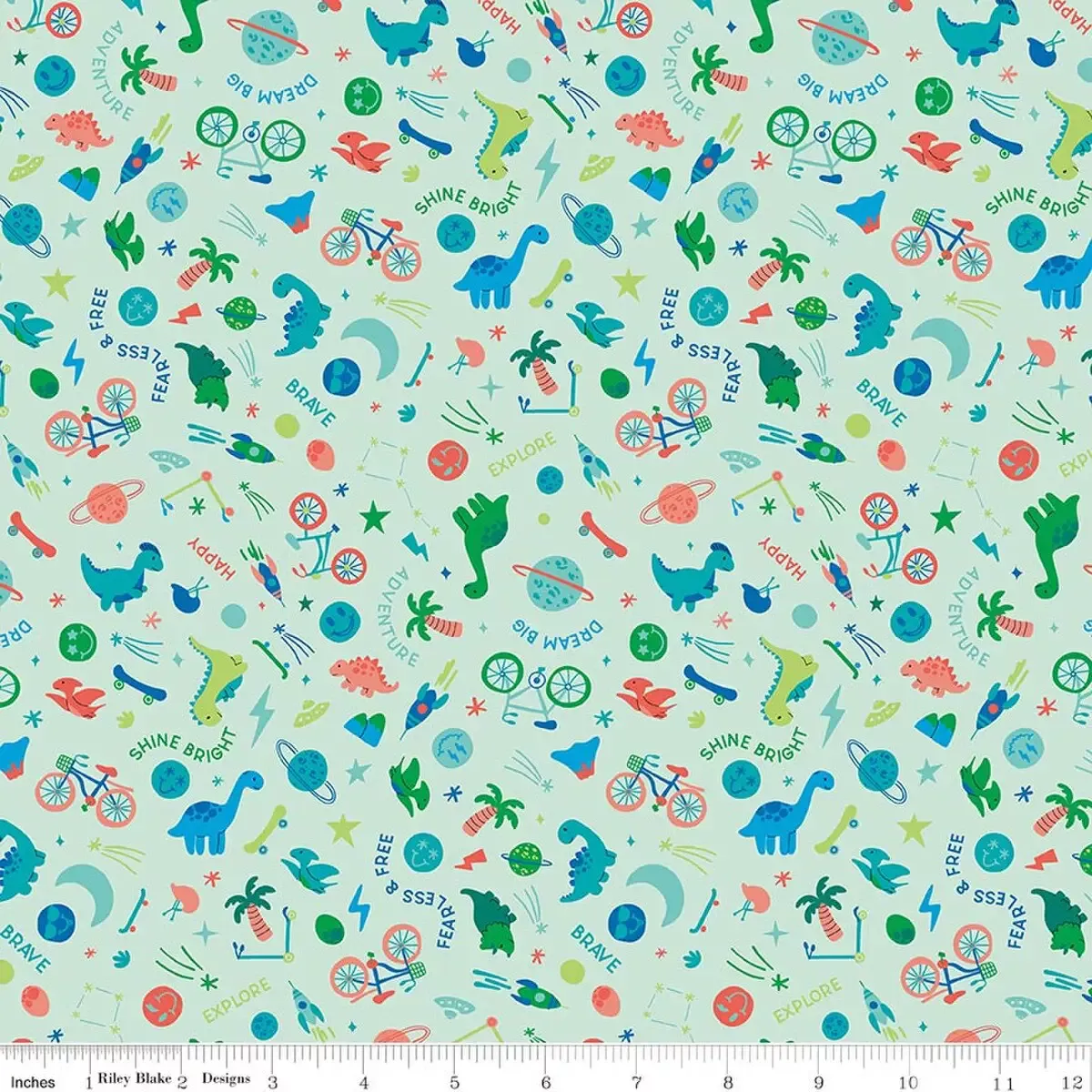 Cotton Fabric, 43″/44″ Wide Brave Your Way in Wild and Free Mint by Riley Blake Designs