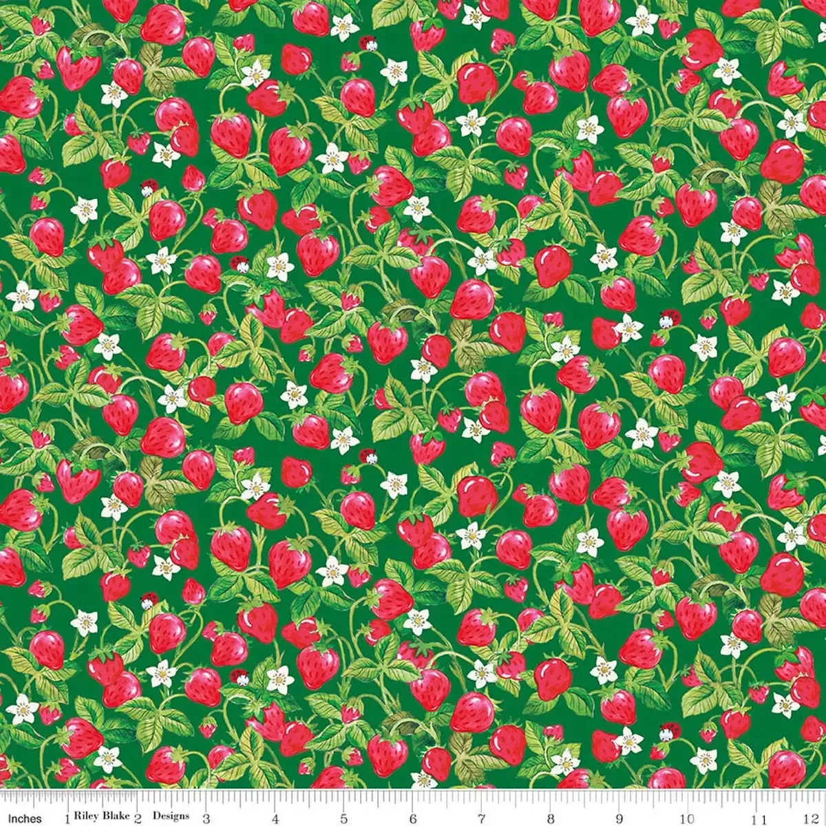Cotton Fabric, 43″/44″ Wide The World of Strawberry Shortcake™ in Strawberries Green by Riley Blake Designs