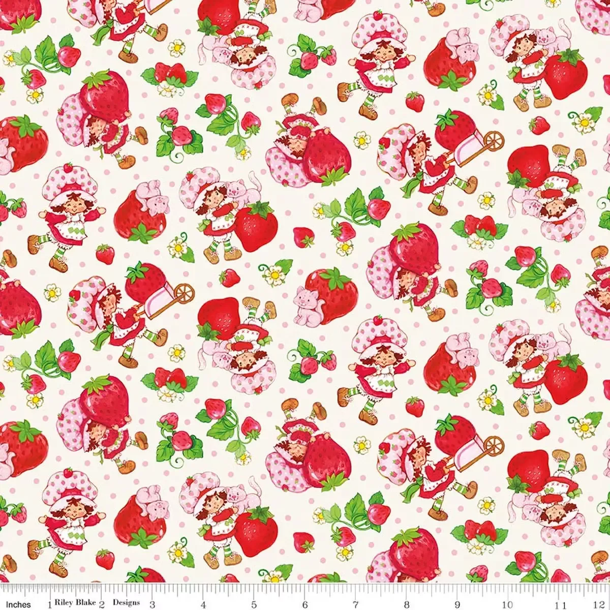 Cotton Fabric, 43″/44″ Wide The World of Strawberry Shortcake™ in Toss Cream by Riley Blake Designs