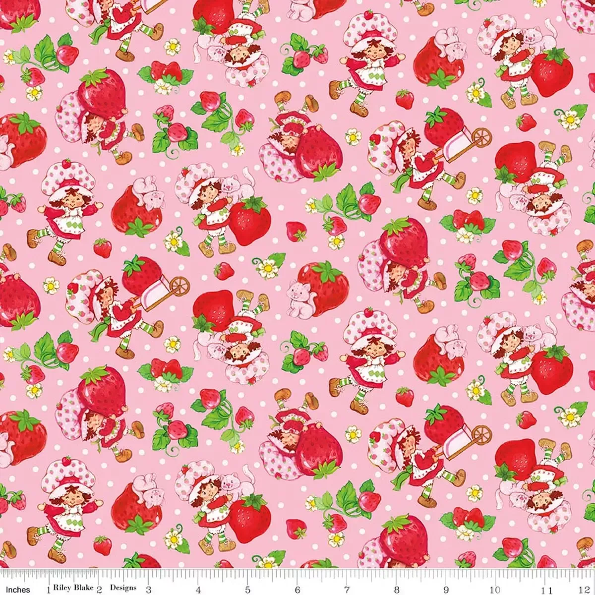 Cotton Fabric, 43″/44″ Wide The World of Strawberry Shortcake™ in Toss Pink by Riley Blake Designs