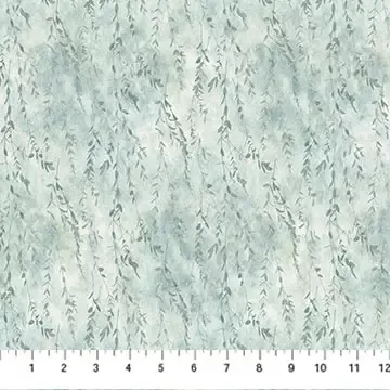 Cotton Fabric, 44″ Evening Song Stonehenge in Trailing Leaves Light Blue by Northcott Fabrics