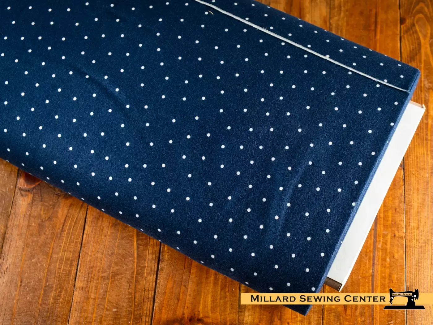 Cotton Fabric, 44″ Kimberbell Basics in Flannel Dots Navy by Maywood Studios