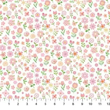 Cotton Fabric, 44″ Lullaby in Floral Pink by Northcott Fabrics