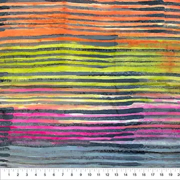 Cotton Fabric, 44″ Paint Box in Stripe Gray by Banyan Batiks