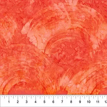 Cotton Fabric, 44″ Paint Box in Wave Wild Orange by Banyan Batiks