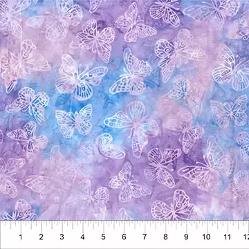Cotton Fabric, 44″ Papillion in Butterfly Lilac by Banyan Batiks