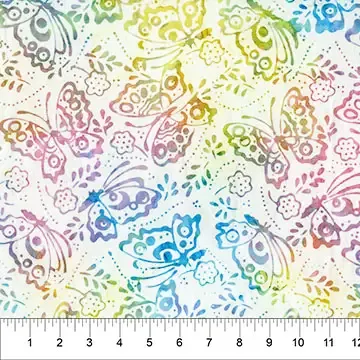 Cotton Fabric, 44″ Papillion in Flutter Snow by Banyan Batiks