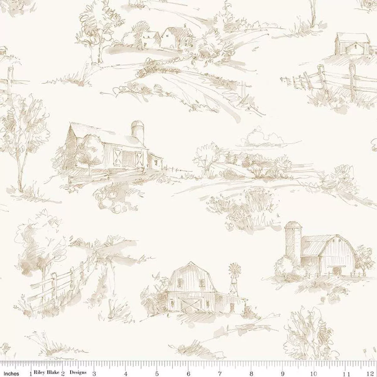 Country Scenery 108" Wide Back Yardage Sand WB14539-SAND by Riley Blake Designs Sold in 1 yard increments