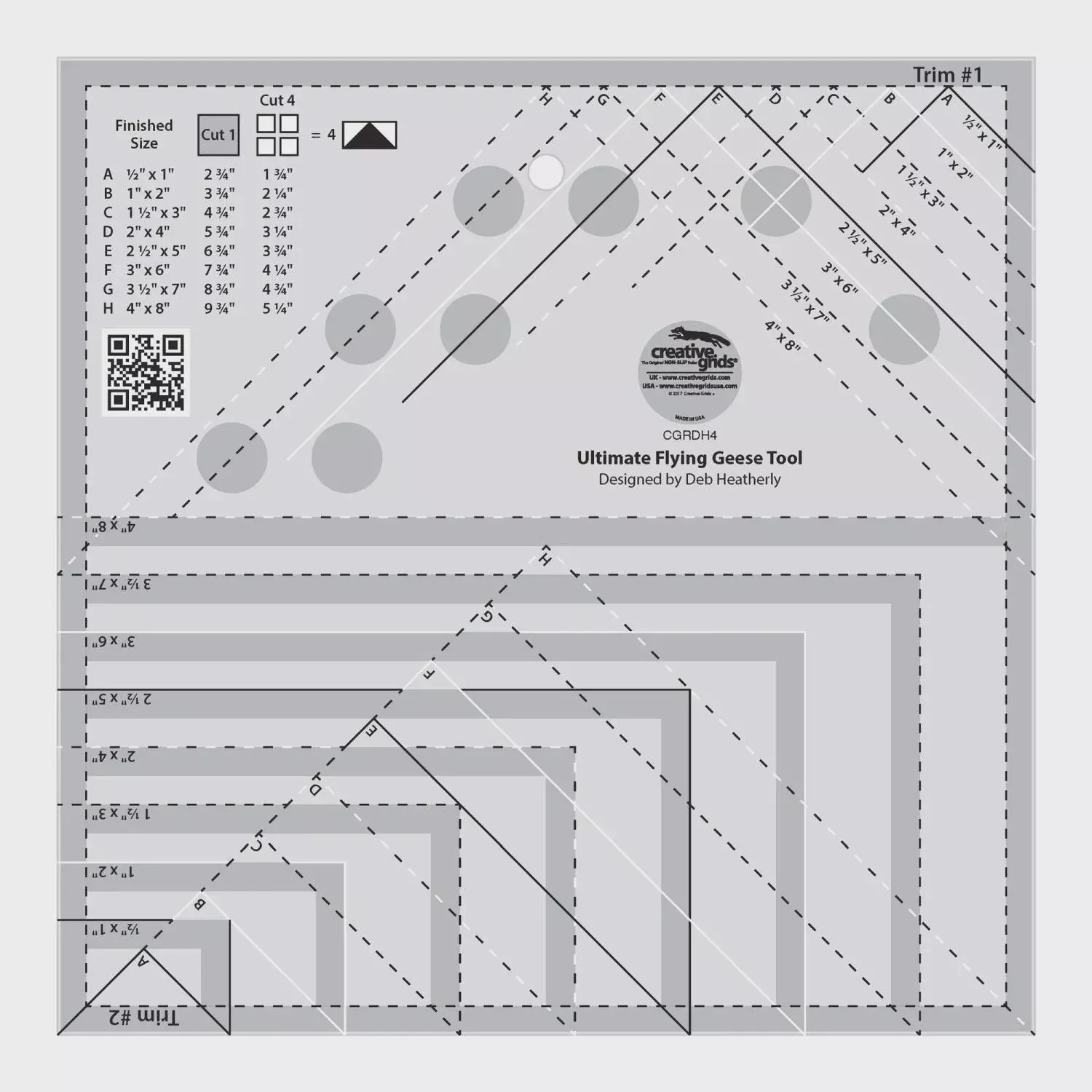 Creative Grids Quilt Ruler Ultimate Flying Geese Tool two CGRDH42 ***ships for free***