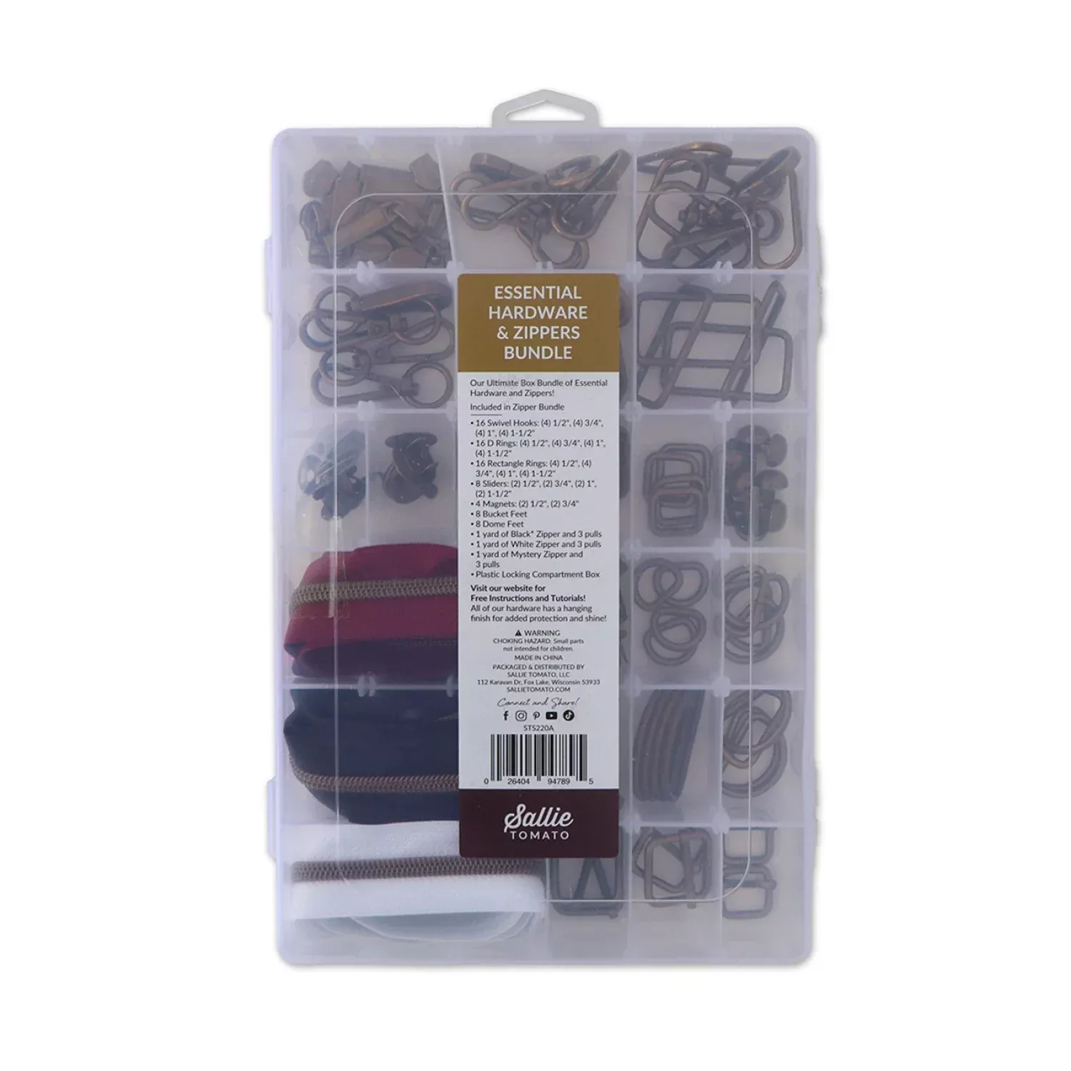 Essential Box Bundle Of Hardware & Zippers Gunmetal # STS220B