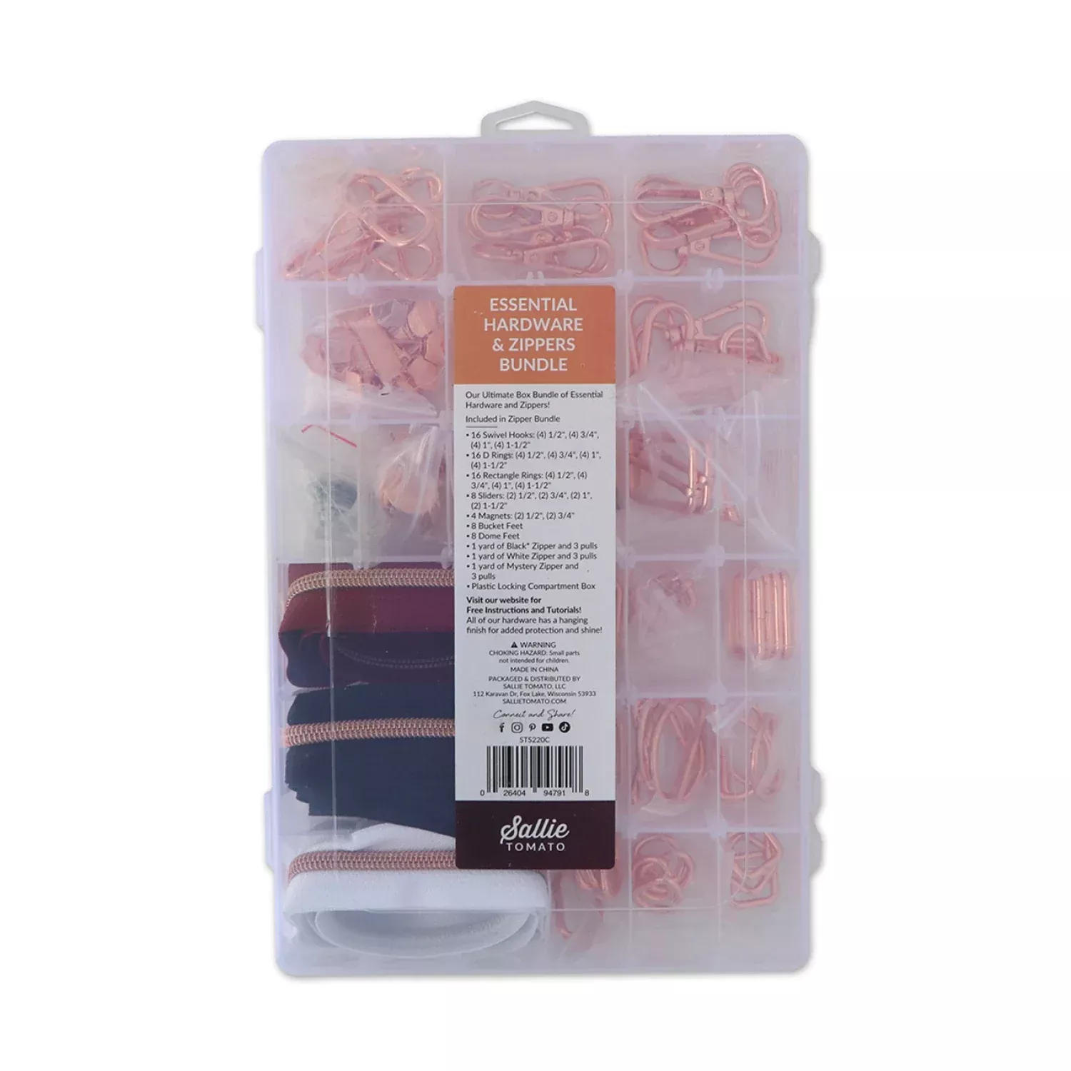 Essential Box Bundle Of Hardware & Zippers Rose # STS220C