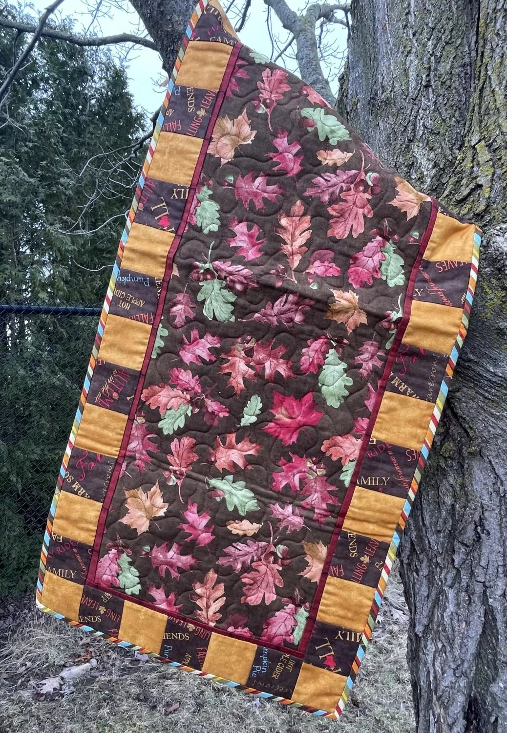 FINISHED STORE SAMPLE - Happy Harvest Tablerunner - 14" x 34" - Includes Pattern & Binding