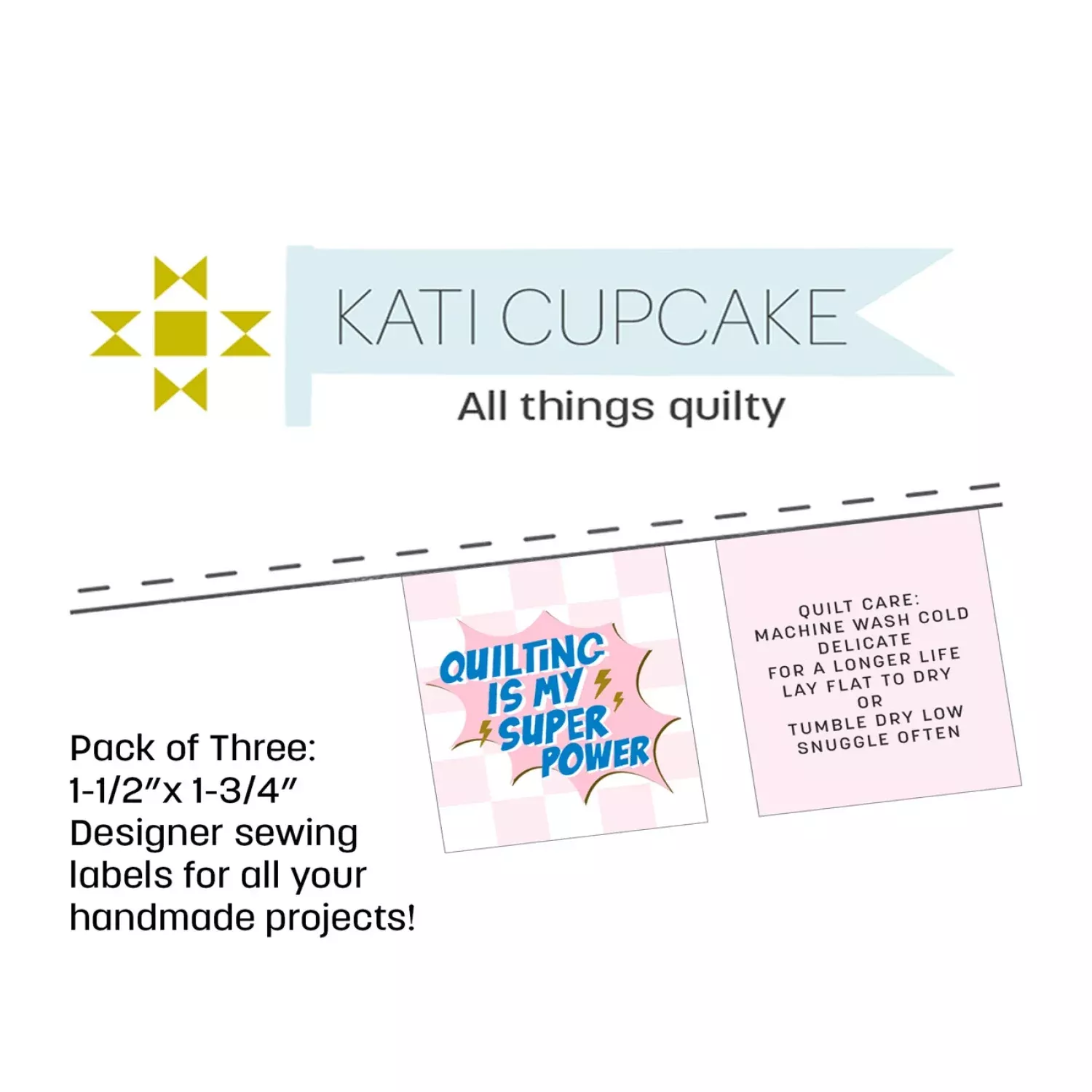 Hand Made Quilt LabelsKC272 by Katie Cupcake 3 labels