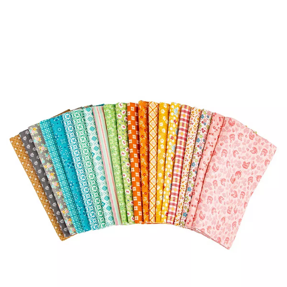 Lori Holt Farmers Daughter Coral Mini Fat Quarter Bundle includes 21 Fat Quarters custom cut