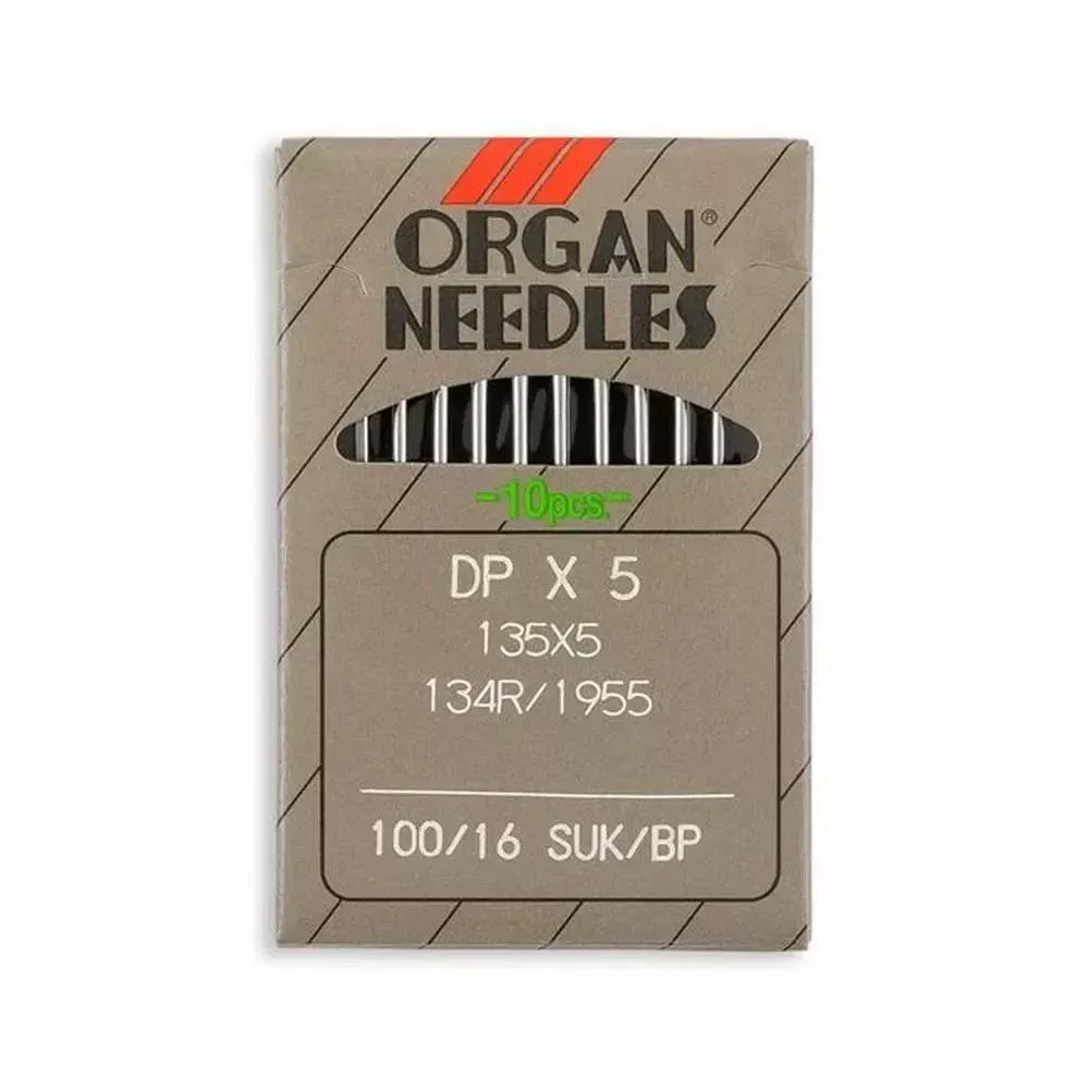 Organ Medium Ball Point (SUK) Straight Stitch Industrial Machine Needles - Size 16 - DPx5, 135x5, 134R/1955 - 10/Pack