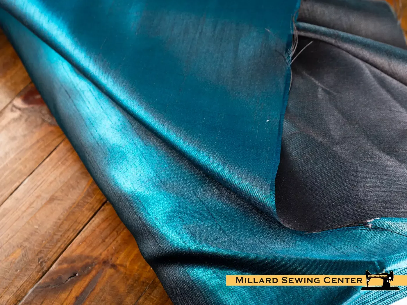 Polyester Fabric, 60″ Wide Shimmer Shantung in Peacock/Black by EESCO