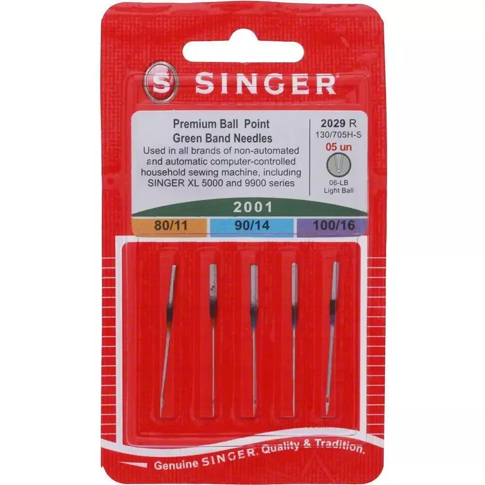 Premium Ball Point Green Band Needles (5pk), Singer Style 2001