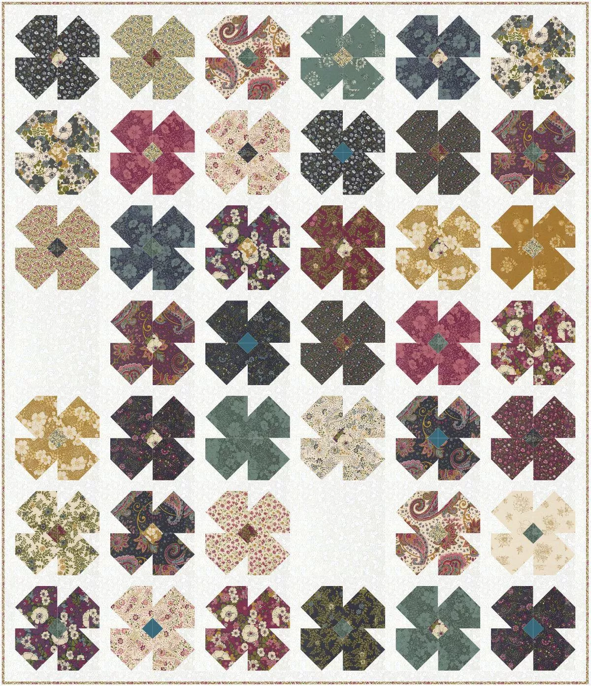 Sea Petals Quilt Kit - LIGHT - Chelsea Garden - 55" x 64" - Includes Pattern & Binding