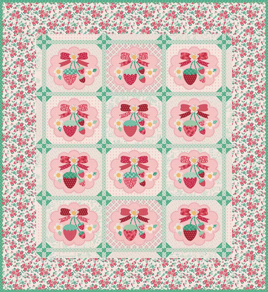 Sew Simple Shapes, Berry & Sage Strawberry Crush by Lori Holt of Bee in My Bonnet