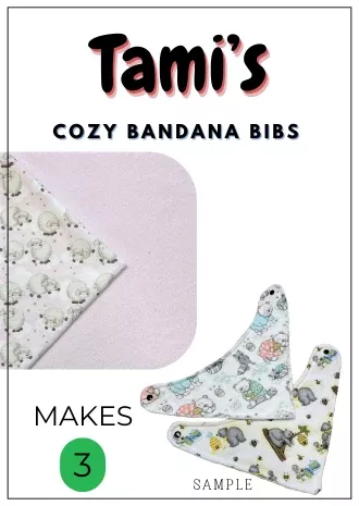 Tami's Cozy Bandana Bibs - Makes 3 - Sheep on Pink - Includes Pattern