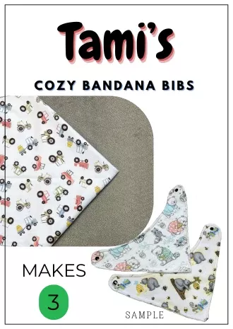 Tami's Cozy Bandana Bibs - Makes 3 - Tractors on Blue - Includes Pattern