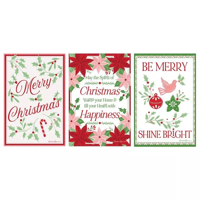 Tea Towel Set by Sweetfire Road - MERRILY ON HIGH - Set of 3